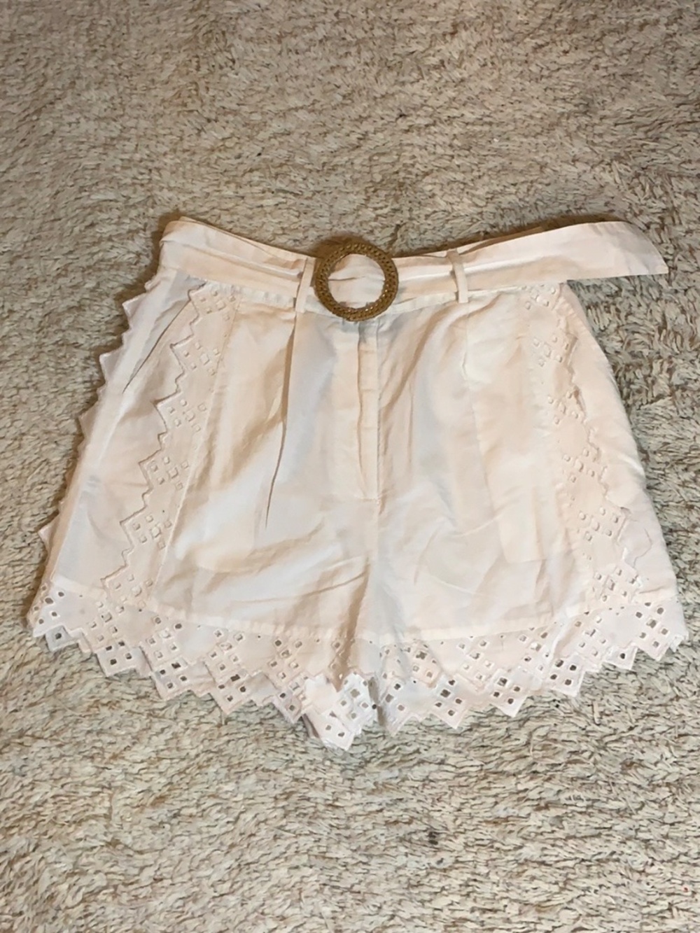 Topshop White Eyelet Cotton Shorts